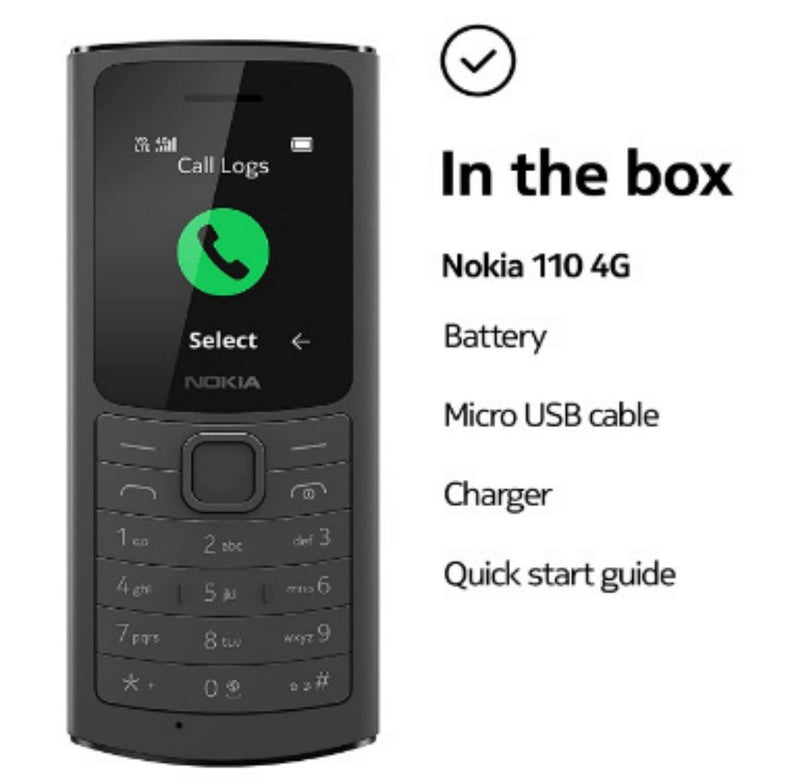 Nokia 110 4G with Volte HD Calls, Up to 32GB External Memory, FM Radio (Wired & Wireless Dual Mode), Games, Torch | Charcoal (Nokia 110 DS-4G) buyyzo