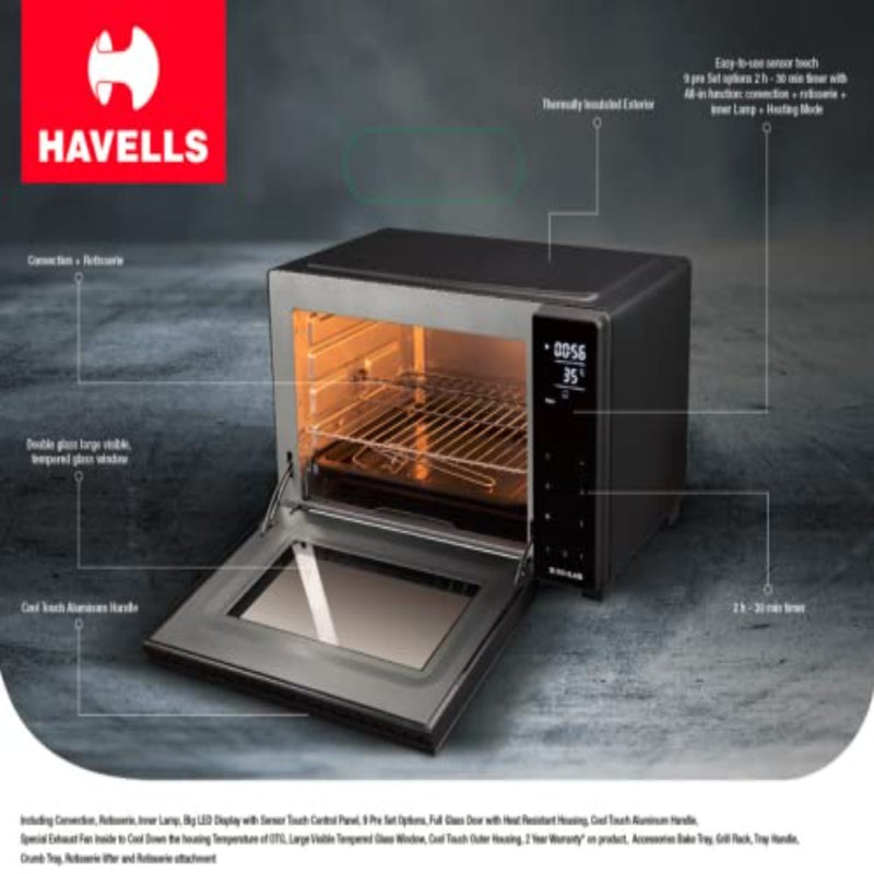 Havells GHCOTCEK170 OTG 35 LTR DIGI BLACK 1700W -Watt OTG