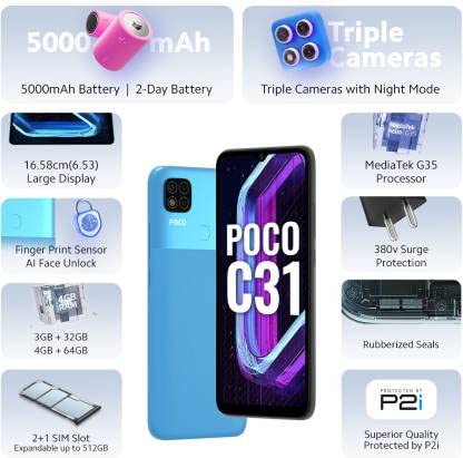 POCO C31 (Royal Blue, 64 GB)  (4 GB RAM)