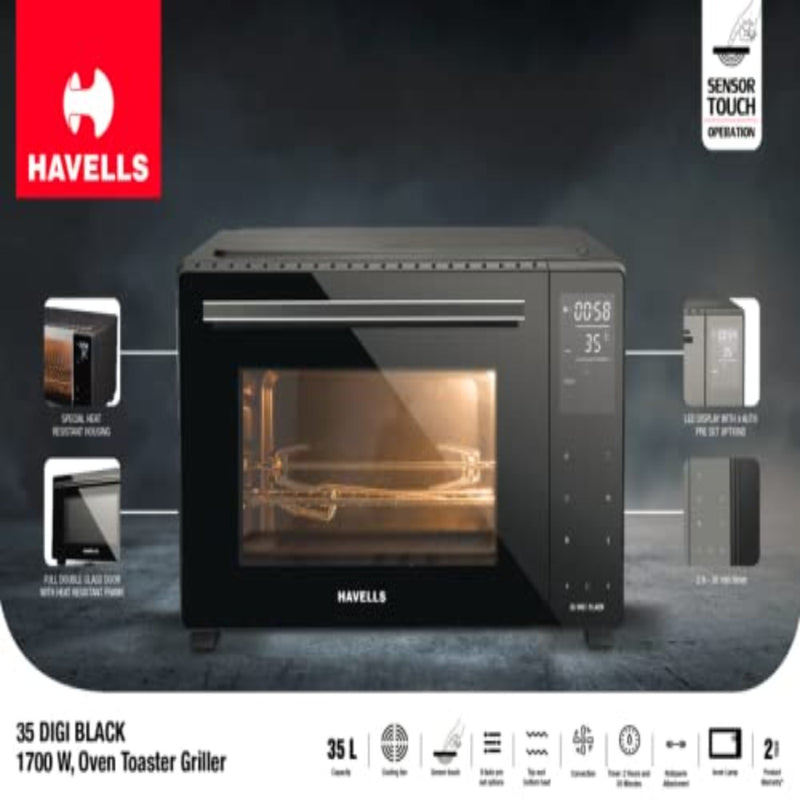 Havells GHCOTCEK170 OTG 35 LTR DIGI BLACK 1700W -Watt OTG