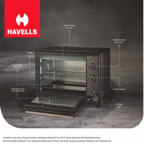 HAVELLS 48-Litre GHCOTCTK180 Oven Toaster Grill