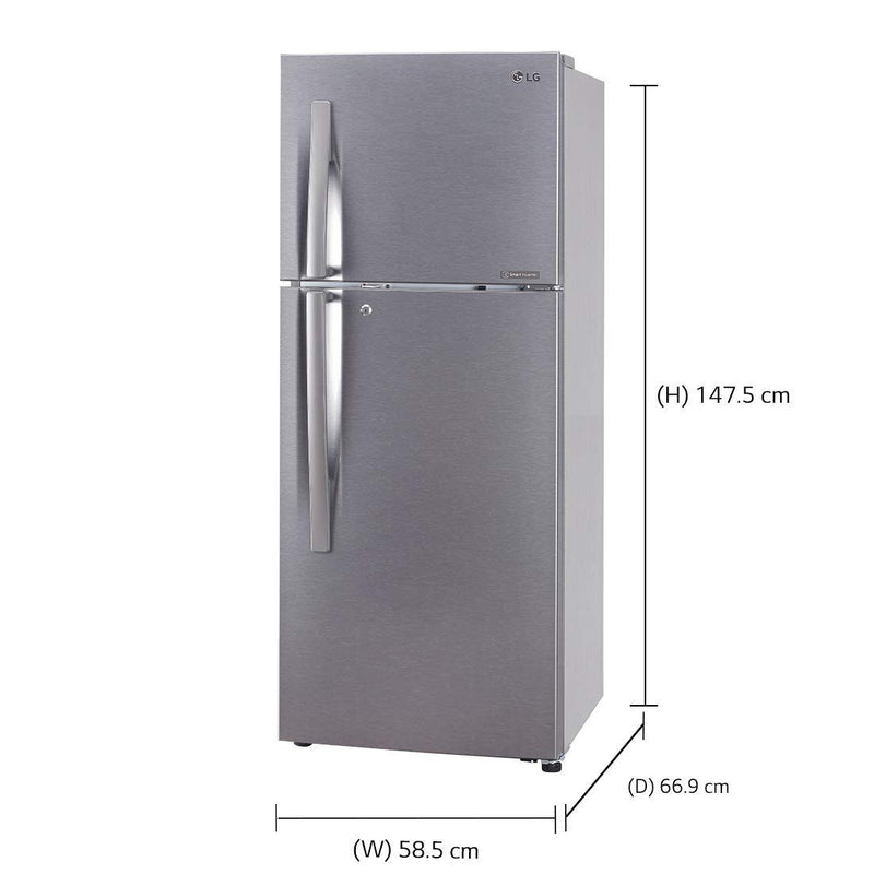 LG 260 L 2 Star Inverter Frost-Free Double-Door Refrigerator (GL-N292RDSY, Jet Ice, Dazzle Steel)