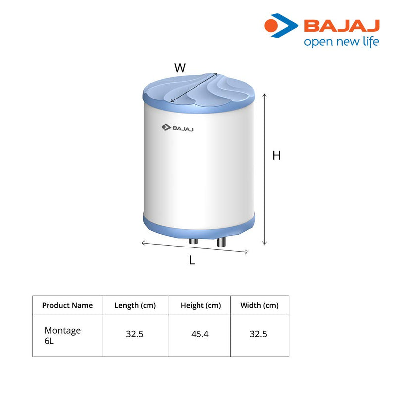 Bajaj Montage 6 litres Vertical Storage 5 Star Water Heater (White)