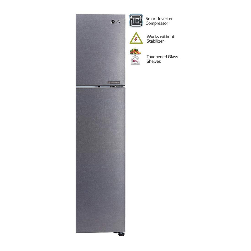 LG 260 L 2 Star Inverter Frost-Free Double-Door Refrigerator (GL-N292RDSY, Jet Ice, Dazzle Steel)