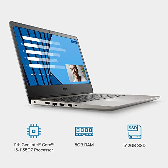 Dell New Vostro 3400 Laptop, Intel I5-1135G7, Windows 11 + Office'21, 8Gb Gddr4, 512Gb Ssd, 14 Inches (35.56Cms) Fhd Ag, Accent Black (D552256Win9B, 1.59Kgs)