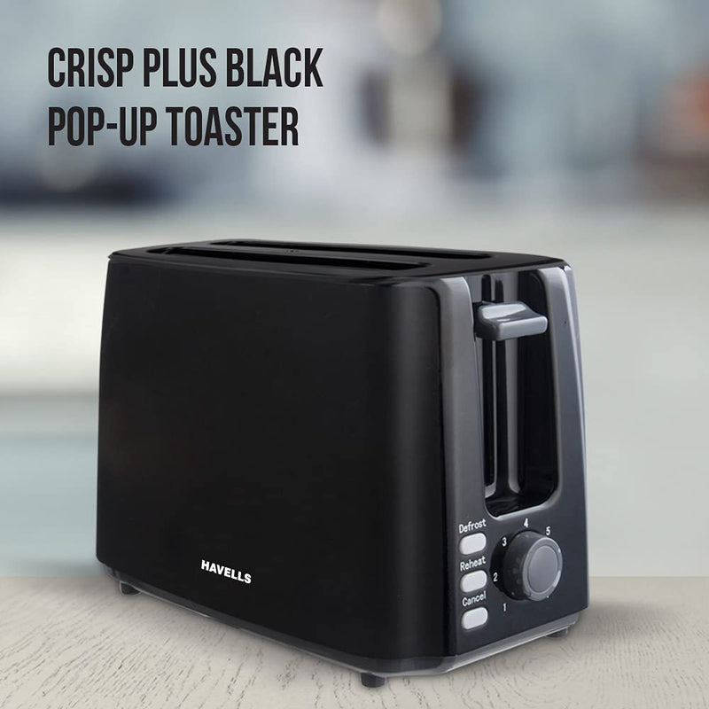 Havells Crips Plus 2 Slice Pop Up Toaster - 750w Black