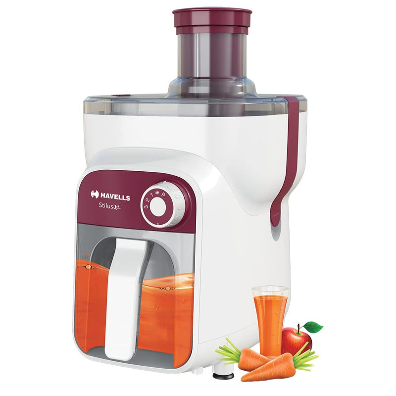 Havells STILUS XL Juicer, 500 w, wide  feeding tube, dual  pusher, 1 L juicer Jar