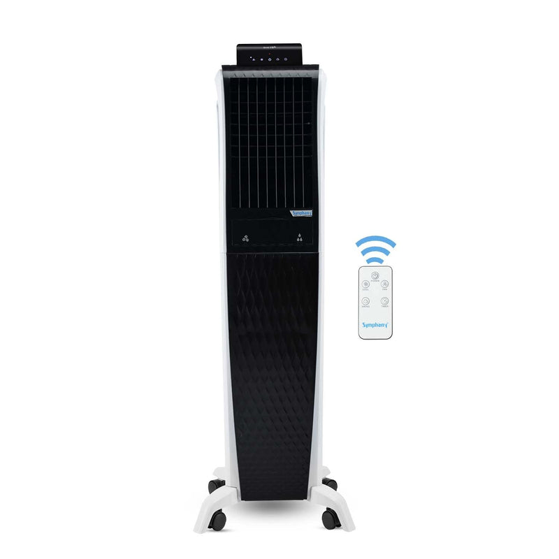 Symphony Diet 3D 55i+ Portable Tower Air Cooler (55L, White & Black)