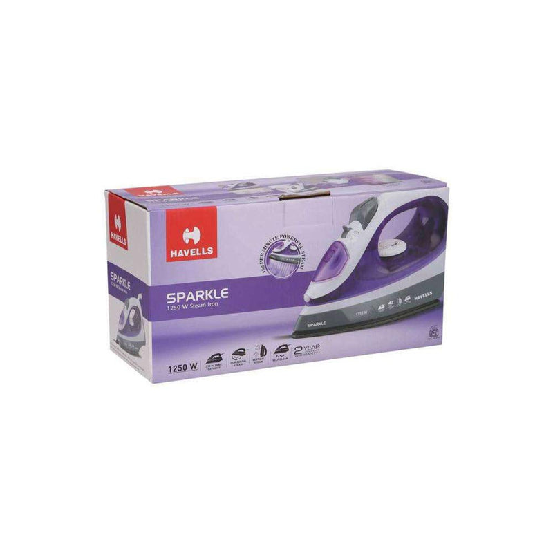 Havells Sparkle 1250-Watt Steam Iron (White/Purple)