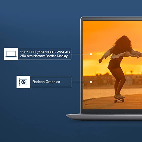 Dell 15 (2021) AMD R5-5500U 15.6 inches FHD Display Laptop (8GB, 512GB SSD, Windows 11 + MS Office'21, Vega Graphics, Platinum Silver Color, FPR + Backlit KB (Inspiron 5515, D560630WIN9S), 1.64Kg)