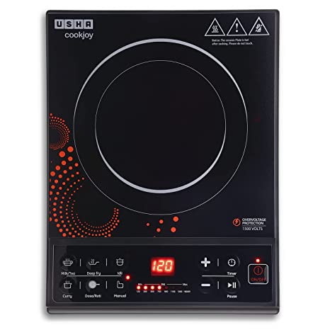 USHA Cook Joy (3616) 1600-Watt Copper Sealed Induction Cooktop (Black)