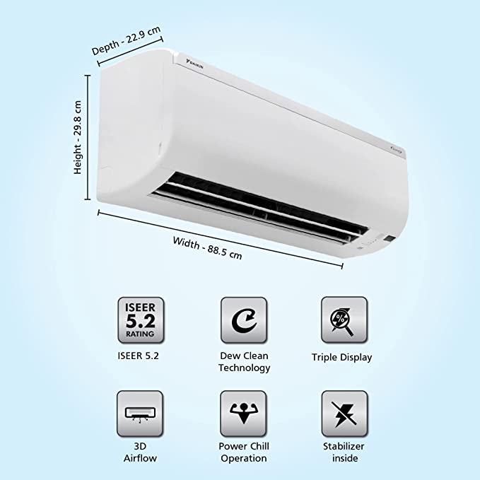 Daikin 1.8 Ton 5 Star Inverter Split AC (Copper, PM 2.5 Filter, 2022 Model, MTKM60U, White)