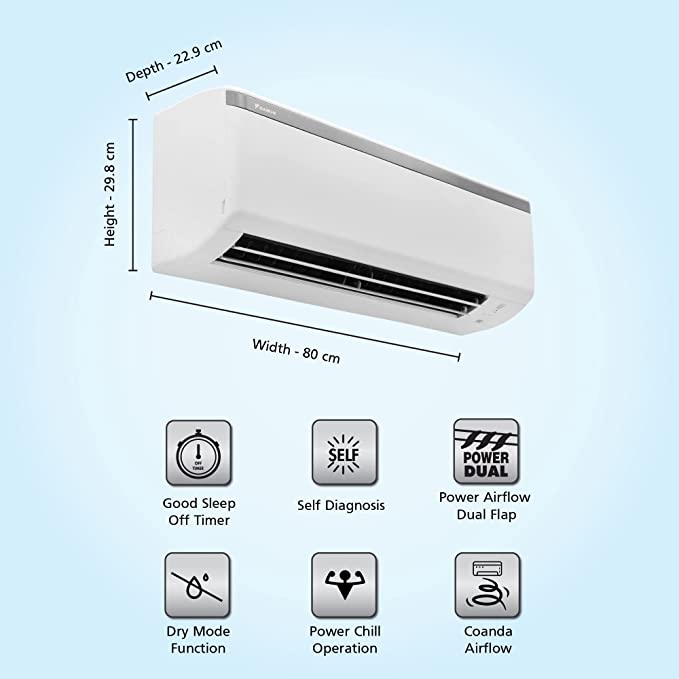 Daikin 1 Ton 3 Star Fixed Speed Split AC (Copper, PM 2.5 Filter, 2022 Model, FTL35U, White)