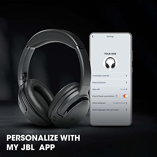 JBL Tour One, True Adaptive Noise Cancellation Headphones, Hi-Res Certified, JBL Pro Sound, Customize with JBL APP, 4-Mic Technology for Pristine Calls, Upto 50Hrs Playtime & Built-in Alexa (Black)