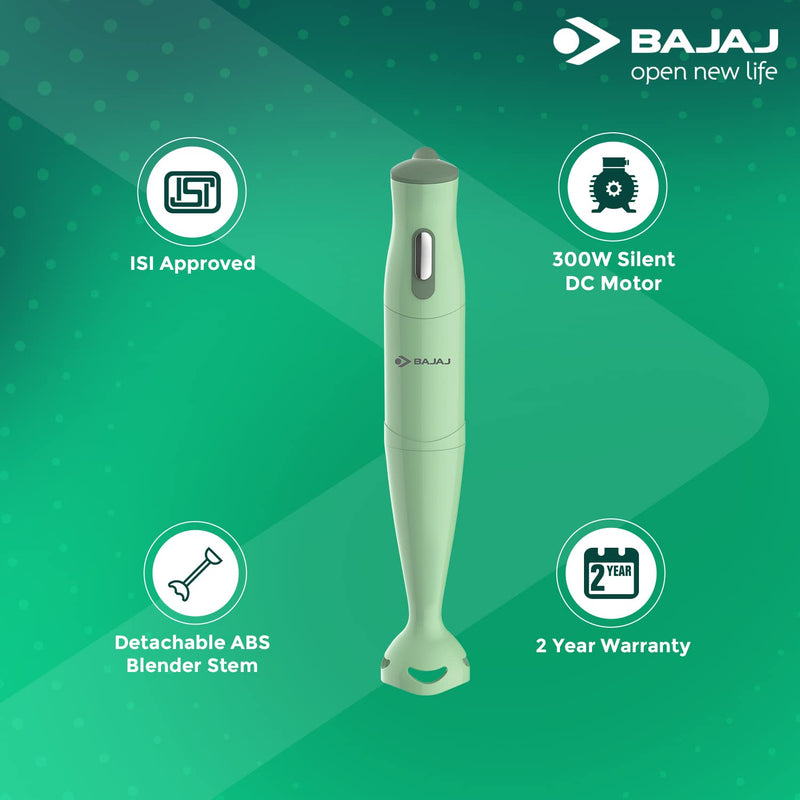 Bajaj HB-20 Silent 300W Hand Blender (Green)