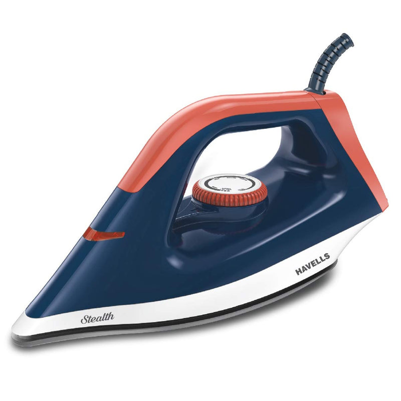 Havells Stealth 1000 watt Dry Iron With American Heritage Non Stick Sole Plate, Aerodynamic Design, Easy Grip Temperature Knob & 2 years Warranty. (Blue)