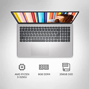 Dell Inspiron 3515 Laptop, AMD Ryzen 3-3250U 15.6" (39.62Cms) FHD Display, 8GB, 256GB SSD, Win 11 + MS Office'21, AMD Vega Graphics, Platinum Silver Color (D560707WIN9S, 1.8Kg)