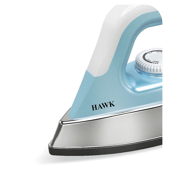 Havells Hawk 1100 watt Heavy Weight Dry Iron With American Heritage Non Stick Sole Plate, Aerodynamic Design, Easy Grip Temperature Knob & 2 years Warranty. (Blue & White)