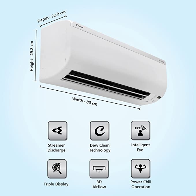 Daikin 1 Ton 5 Star Inverter Split AC (Copper, PM 1.0 Filter, 2022 Model, JTKJ35U, White)