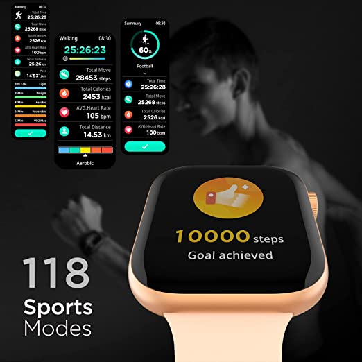 Fire-Boltt Ring 3 Bluetooth Calling 1.8" Biggest Display Smartwatch, 118 Sports Modes, Voice Assistance, SpO2, Heart Rate Monitoring, in Built Calculator & Games