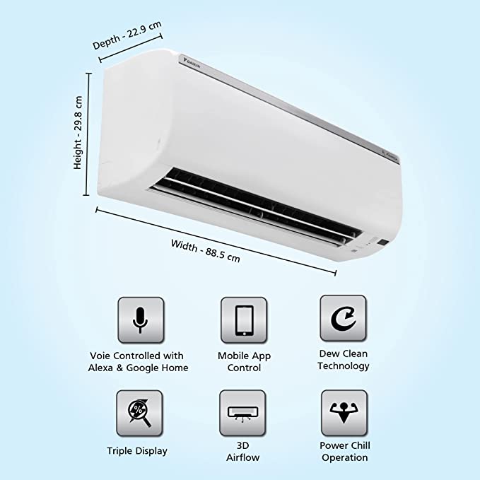 Daikin 1.5 Ton 5 Star Inverter Split AC (Copper, PM 2.5 Filter, 2022 Model, FTKR50U, White)