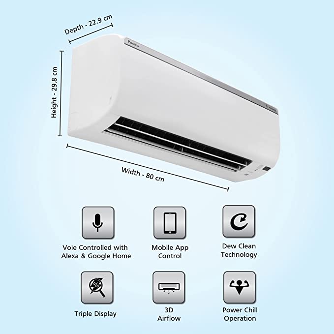 Daikin 1 Ton 5 Star Inverter Split AC (Copper, PM 2.5 Filter, 2022 Model, FTKR35U, White)