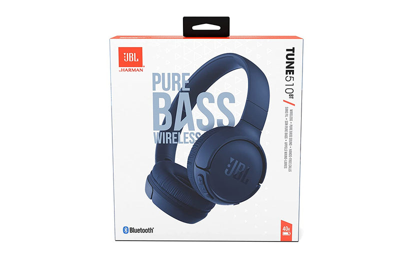 JBL Tune 510BT, On Ear Wireless Headphones with Mic, up to 40 Hours Playtime, JBL Pure Bass, Quick Charging, Dual Pairing, Bluetooth 5.0 & Voice Assistant Support for Mobile Phones (Blue)