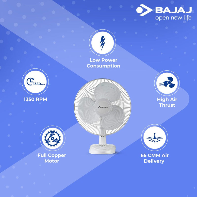 Bajaj Esteem 400 mm Table Fan (White)