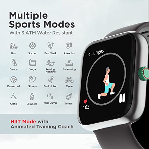 boAt Watch Mystiq with Stress Monitoring, HIIT, Breath Training Modes, & 17 Sports Modes with Automatic Sports Recognition(Somber Grey)