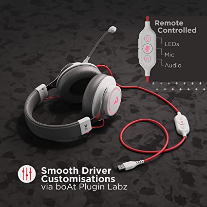 boAt Immortal IM1000D Dual Channel Wired Over Ear Headphones with Mic, Gaming Headphones with 7.1 Channel Surround Audio, Dolby Atmos, 50mm Drivers & RGB Breathing LEDs(White Sabre)