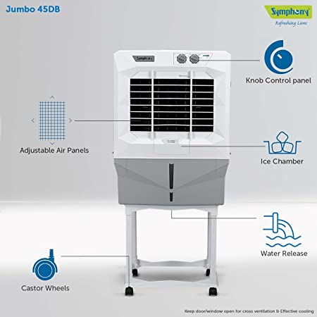 Symphony Jumbo 45 DB Desert Air Cooler For Home (41L, Grey)