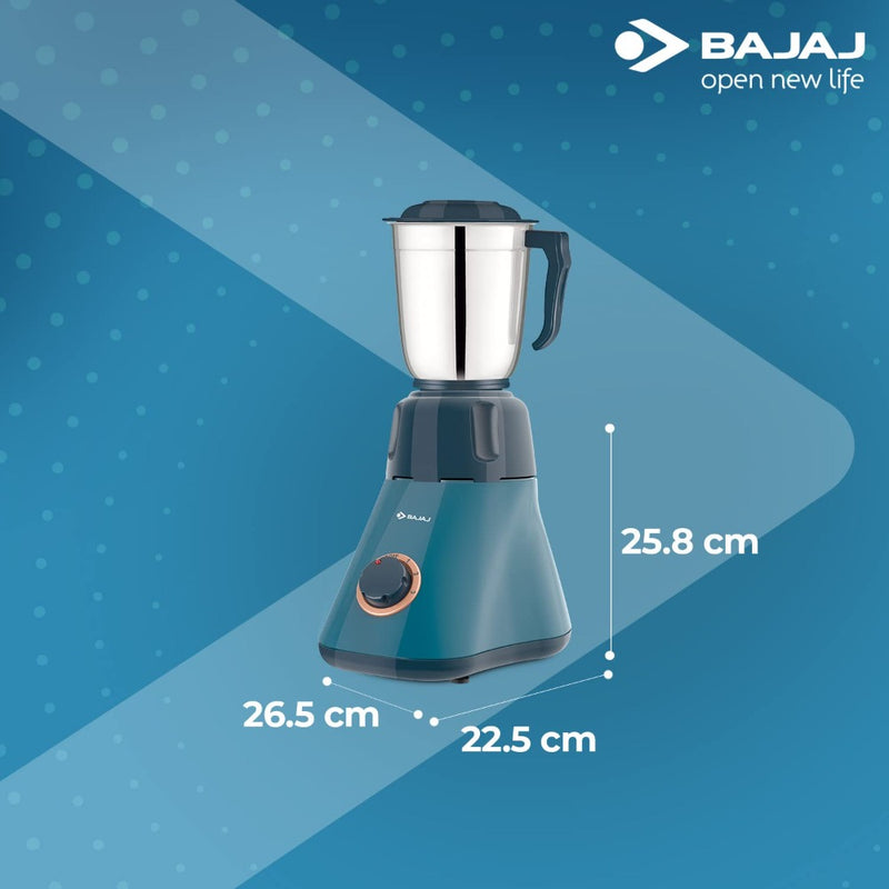 Bajaj 550W Splendora 3 Jars Mixer Grinder, Blue and Copper, Regular