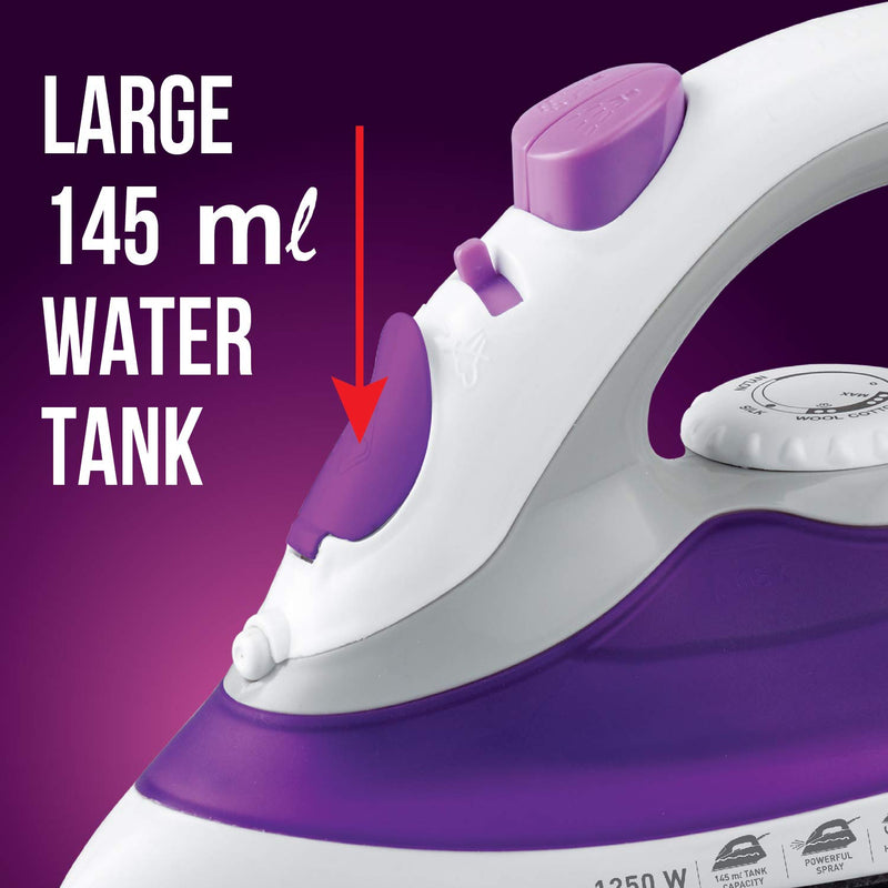 HAVELLS Flare 1250 W Steam Iron with Teflon Coated Sole Plate, Vertical & Horizontal Ironing & 2 Years Warranty. (Purple)