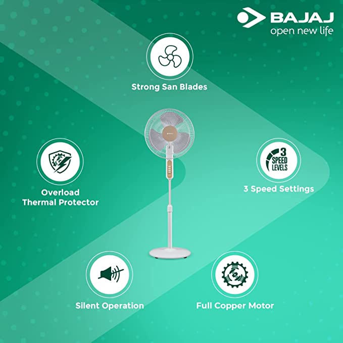 Bajaj Midea BP07 400 mm Pedestal Fan (White)