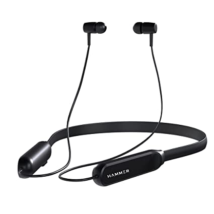 Hammer Sting Lite in-Ear Phone, Wireless Smart Neckband, Made in India, Upto 20 Hours Battery Backup, Lightweight Design, Mic for Calling, IPX4 Rated (Black)