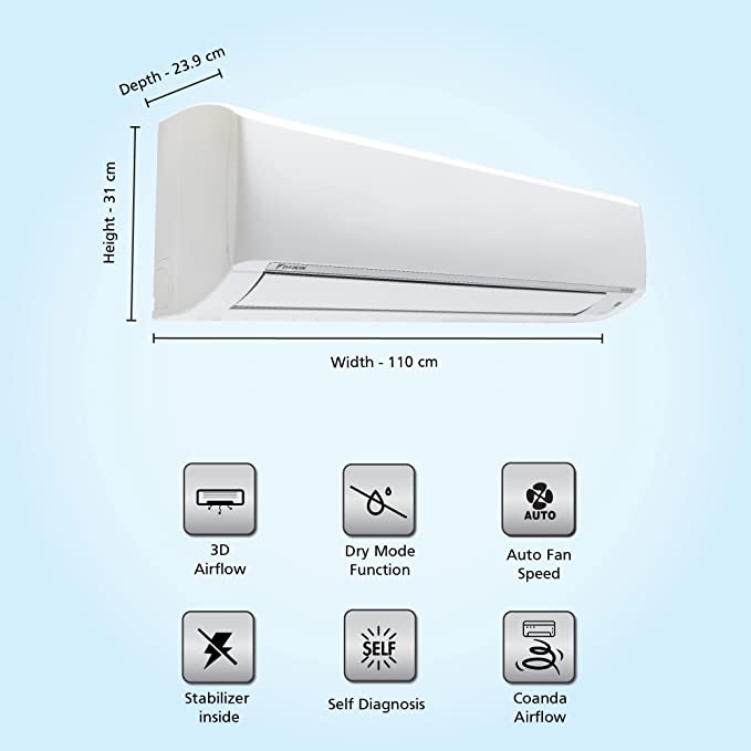 Daikin 2.02 Ton 4 Star, Inverter Split AC (Copper, PM 2.5 Filter, 2022 Model Model, FTKL71U, White)