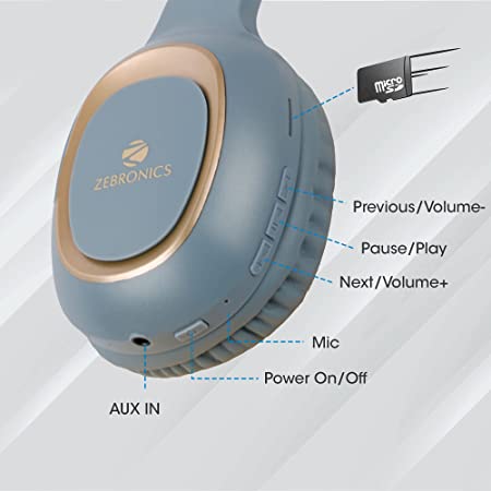 Zebronics Zeb - Paradise Wireless BT Headphone (Blue)