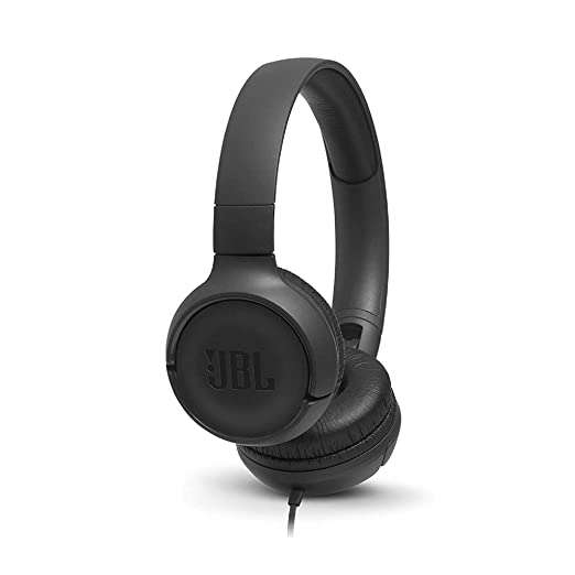 JBL Tune 500, Wired On Ear Headphone with Mic, Headphones for Work from Home (Black)