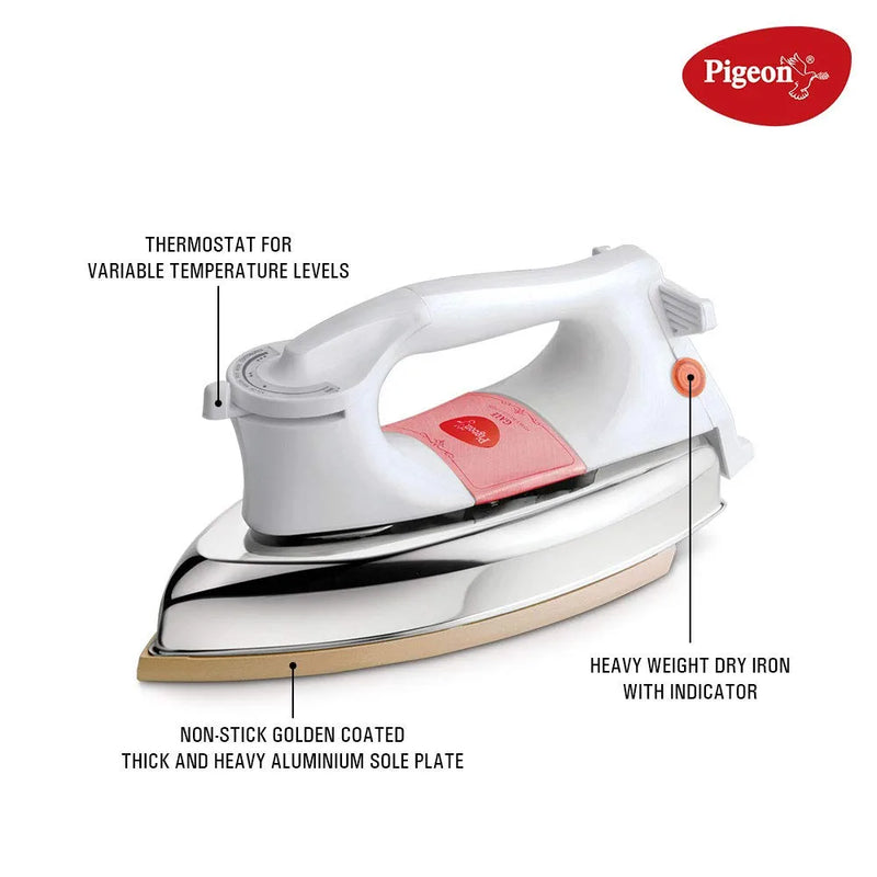 Pigeon by Stovekraft Gale Heavy Weight Dry Iron Press Box. Electric Iron for Wrinkle Free Clothes (1000 Watt)