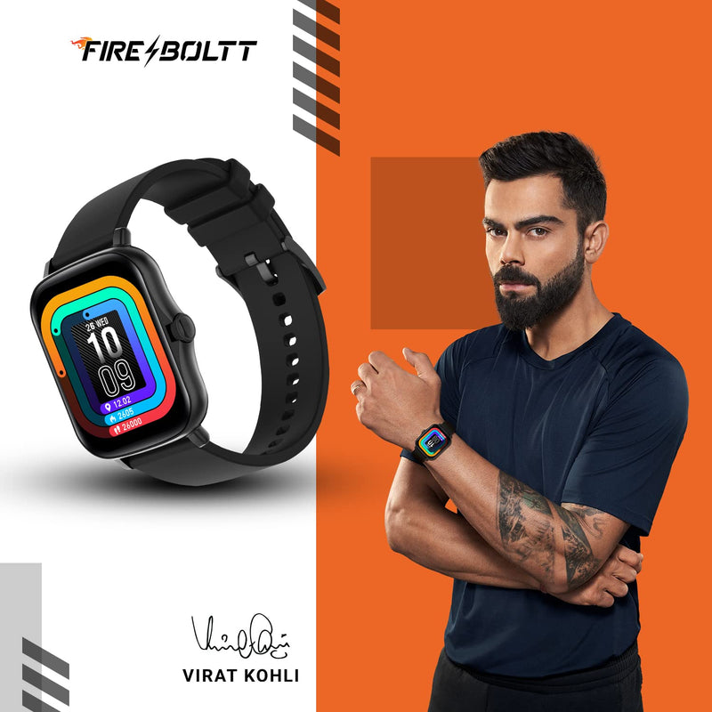 Fire-Boltt Beast SPO2 1.69" Full Touch Large HD Color Display Smart Watch, 8 Days Battery Life, IP67 Waterpoof with Heart Rate Monitor, Sleep & Breathe Monitoring with Rotating Button (Black)