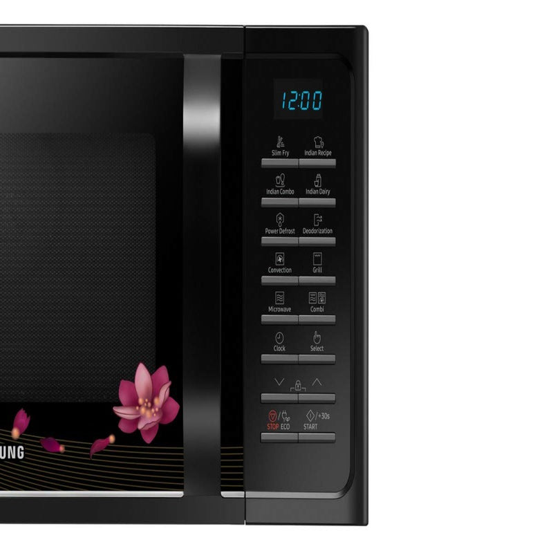 Samsung 28 L Convection Microwave Oven (MC28H5025VP/TL, Black with Magnolia Pattern, Slim)