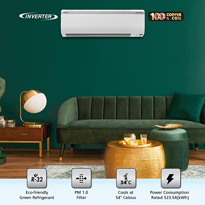 Daikin 1 Ton 5 Star Inverter Split AC (Copper, PM 1.0 Filter, 2022 Model, JTKJ35U, White)