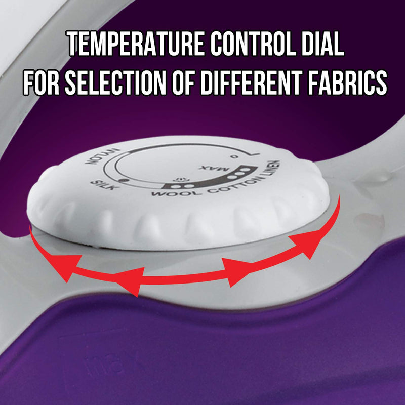 HAVELLS Flare 1250 W Steam Iron with Teflon Coated Sole Plate, Vertical & Horizontal Ironing & 2 Years Warranty. (Purple)