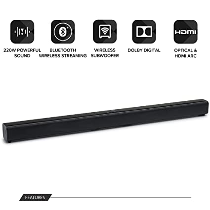 JBL Cinema SB160 by Harman 220 Watt 2.1 Channel Wireless Bluetooth Soundbar with Dolby Digital (Black)