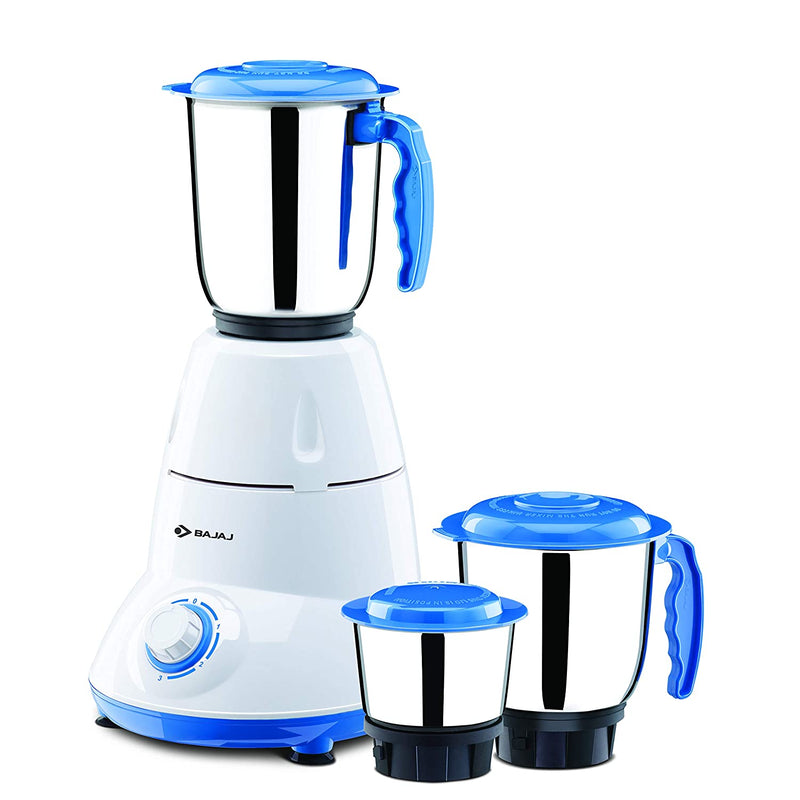 Bajaj Bravo Dlx 500-Watt Mixer Grinder (White/BLUE)