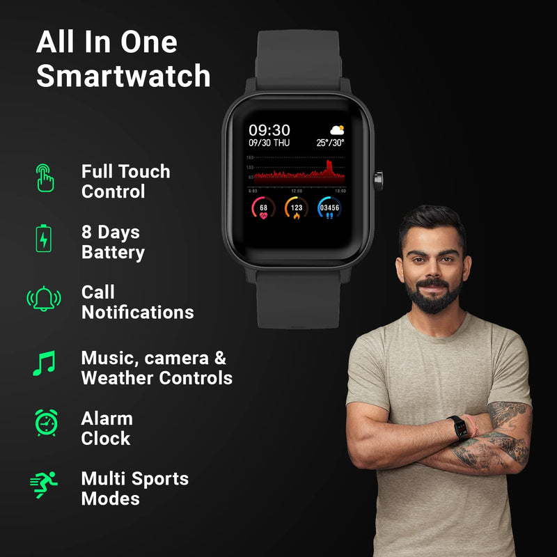 Fire-Boltt SpO2 Full Touch 1.4 inch Smart Watch 400 Nits Peak Brightness Metal Body with 24*7 Heart Rate monitoring IPX7 with Blood Oxygen, Fitness, Sports & Sleep Tracking (Black)