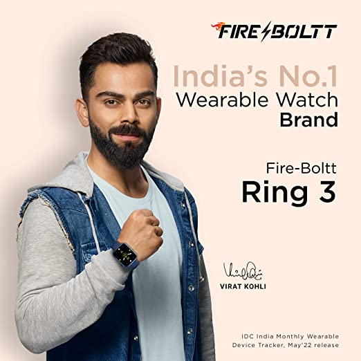 Fire-Boltt Ring 3 Bluetooth Calling 1.8" Biggest Display Smartwatch, 118 Sports Modes, Voice Assistance, SpO2, Heart Rate Monitoring, in Built Calculator & Games