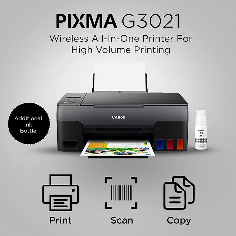 Canon PIXMA G3021 All-in-One Wi-Fi Ink Tank Colour Printer (Black)