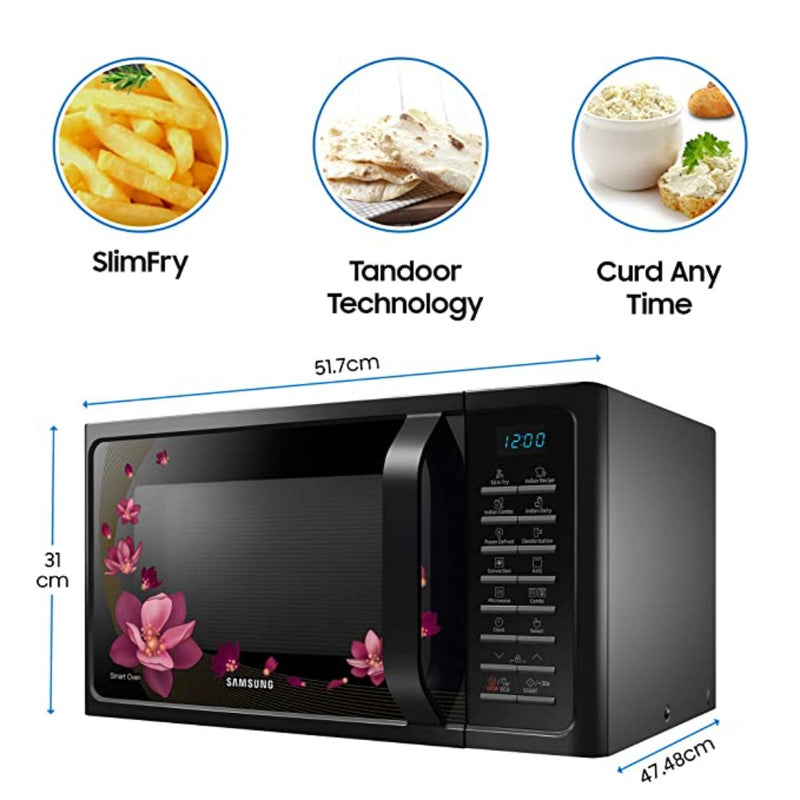 Samsung 28 L Convection Microwave Oven (MC28H5025VP/TL, Black with Magnolia Pattern, Slim)