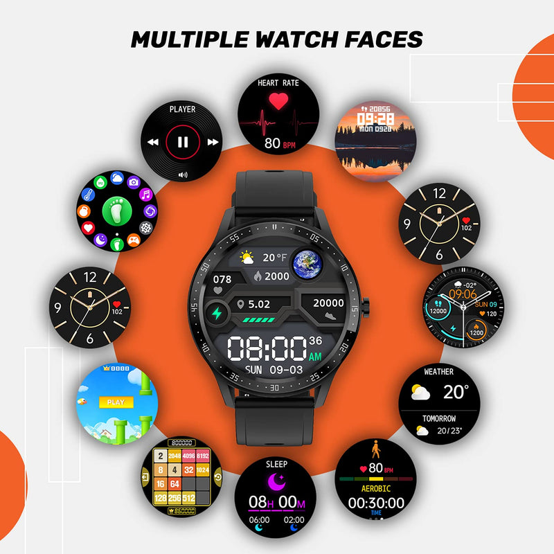 Fire-Boltt 360 SpO2 Full Touch Large Display Round Smart Watch with in-Built Games, M (BSW003)